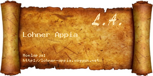 Lohner Appia névjegykártya